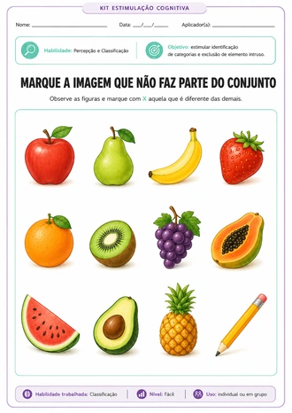 Amostra de atividade de percepção visual