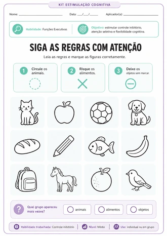 Amostra de atividade de memória visual